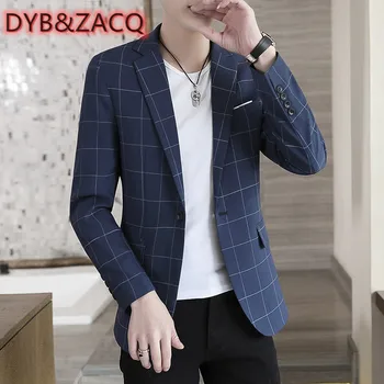 DYB ve ZACQ 2023 Moda Yeni erkek Rahat İş Ekose Slim Fit Resmi Elbise Blazers Ceket Takım Elbise Ceket