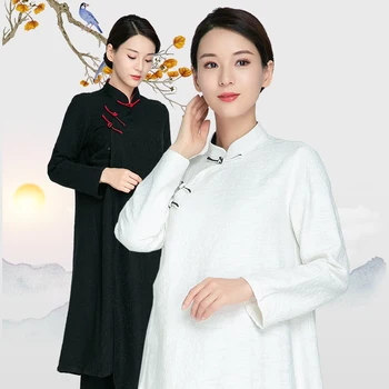 Dövüş Sanatı Üniforma Wushu Giyim Kung Fu Elbise Tai Chi Elbise Kadın Kun Usta Çin Tarzı Uzun Üst Renkli 2023 Yeni
