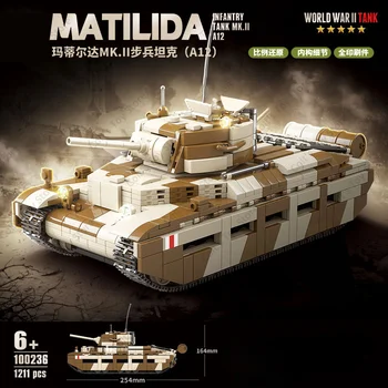 Dünya Savaşı Matilda Piyade Tankı MK.II A12 Askeri Savaş Aracı Asker Aksiyon Figürleri Yapı Taşları Modeli Çocuk Oyuncakları