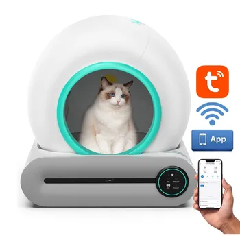Düşük Gürültü Elektrikli Kendi Kendini Temizleyen Akıllı Otomatik Kedi kum kabı Uygulama Wifi Dokunmatik Kedi Tuvalet Temizleyici Pet Malzemeleri