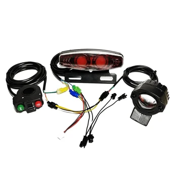 E-bisiklet ışık 24/36/48V/60V Far ön kuyruk arka uyarı ışıkları LED gece dönüş fren sinyal ışığı boynuz