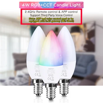 E14 RGB + SKK 4 W LED mum ışığı lambası AC220V akıllı kısılabilir ev dekor; 2.4 GHz RF/Wıfı/APP/Ses Kontrolü Eşleşmesi Gerekir WL-Box1