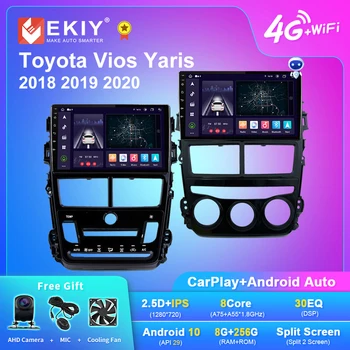 EKIY X7 Android otomobil radyosu Toyota Vios Yaris 2018 İçin 2019 2020 Navigasyon GPS Araba Multimedya Video Oynatıcı Stereo 2din Carplay