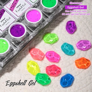 Eleanuos 12 adet Gökkuşağı Yumurta Kabuğu Jel 5g Şeker Renk Daldırma UV LED Daldırma Jel Floresan Renk Vernik Seti Tırnak Sanat Tasarımı İçin