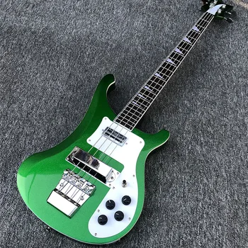 Elektrik Bas Gitar Ricken 4 dize Bas Basswood Vücut Gülağacı klavye Metal Yeşil Parlak Kaplama Hızlı Kargo
