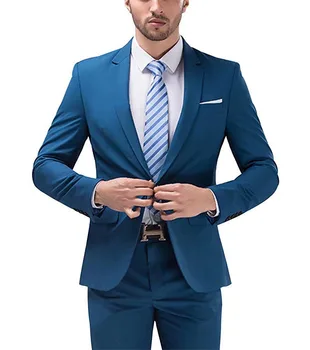 Erkek 2 Parça Resmi İş Erkek Takım Elbise Bir Düğme Smokin Çentik Yaka Ceket Takım Elbise Düğün İçin(Blazer + Pantolon)