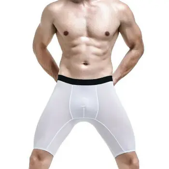 Erkek Buz İpek İç Çamaşırı İnce Boxer Külot Spor Şort Nefes U Kılıfı Calsoncillos Para Bikini Hombre erkek Külot