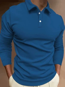 Erkek Casual Baskılı Uzun Kollu Düğme Polo Gömlek