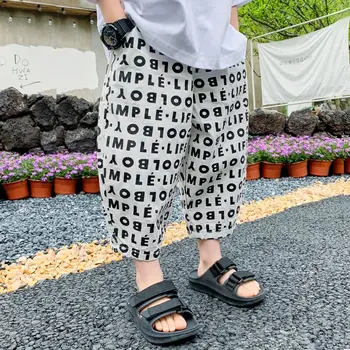 Erkek Giyim Yaz 2023 Yeni Kore Versiyonu Çocuk İnce Harem Yakışıklı Moda Rahat Mektup Baskılı Gevşek Bel Ayak Bileği uzunlukta