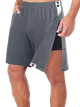 Erkek rahat yaz şort Patchwork elastik bel gevşek kısa pantolon yan düğmeler ve yan cepler ile