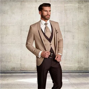 Erkek Takım Elbise Klasik Erkek Takım Elbise Resmi Düğün Smokin Slim Fit Takım Elbise Custom Made Blazer Erkekler 3 Parça (Ceket+Pantolon+Yelek) Custom Made