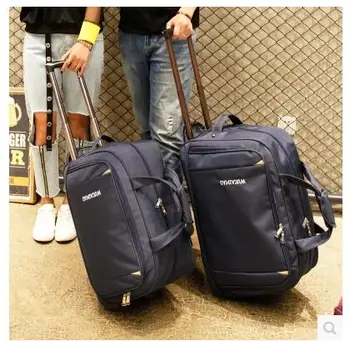 Erkekler Seyahat Bagaj Çantası kadın Oxford Bavul Seyahat Haddeleme Çanta Tekerlekler Üzerinde Seyahat Haddeleme Çanta Iş Arabası Tekerlekli Çanta