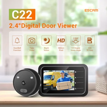 Escam C22 Video Gözetleme Deliği Kapı Zili Kamera Video gözü Otomatik Kayıt Elektronik Halka Gece Görüş Dijital Kapı Görüntüleyici Ev Güvenlik
