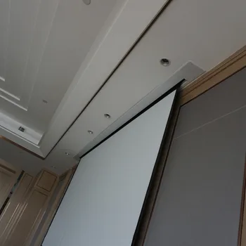 Ev sineması 4K akustik şeffaf ses örgü ekranlar dahili tavan gömme tab gerilmiş projeksiyon perdesi