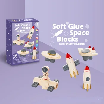 Eğitim bulmaca yumuşak plastik uzay astronot uzay aracı roket serisi yapı taşları DIY bebek hediye sürpriz hediyeler çocuklar için