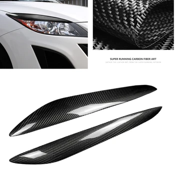 Far Kaş Trim İçin Mazda 3 Mazda3 2010-2013 Far Göz Kapağı Kapak Ön Başkanı İşık Kaş Karbon Fiber Lamba Kapağı Sticker