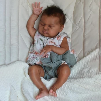 FBBD 18 inç Zaten Bitmiş Yeniden Doğmuş Bebek Bebek Laura Yenidoğan Boyutu Koyu Cilt El Detaylı Boyalı Cilt Görünür Damarlar
