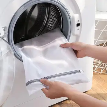 Fermuarlı file çamaşır torbası Polyester Çamaşır Yıkama Torbaları Kaba Net çamaşır sepeti Çamaşır Torbaları Çamaşır Makineleri için Örgü M2X1