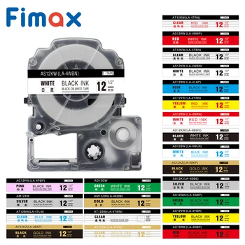 Fimax 1 Paket SS12KW LC-4WBN için Uyumlu Kral / Jim Siyah Beyaz 12mm ST12KW Etiket Makinesi LW-300 LW-400 LW-600P SR530C