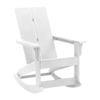 Flaş Mobilya Finn Poli Reçine Sallanan Adirondack Sandalye-Whitereclining açık sandalye