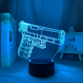 Gece lambası Silah Tabanca Glock Led Renk Değiştirme Usb Akülü Usb Lamba Tabancası Oyun Odası Dekor için Benzersiz Hediye FPS Oyuncular