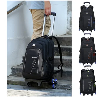 Gençler Okul tekerlekli çanta tekerlekli okul çantaları erkekler için Tekerlekli sırt çantaları arabası arabası sırt çantası Haddeleme Satchel çanta