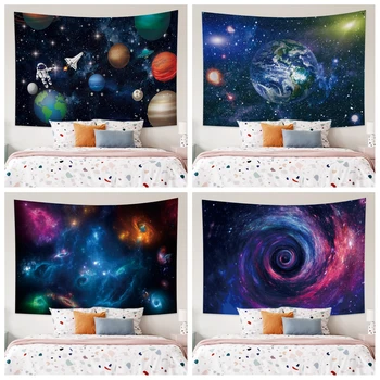 Gizem Evren Gezegen Yıldızlı Gökyüzü Uzay Trippy Goblen Duvar Asılı Goblen Sanat Yatak Odası Oturma Odası Yurt Ev Dekor