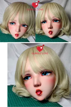 (GL HAN) tatlı Kız Reçine Silikon BJD Kigurumi Maskeleri Gözler Peruk Cosplay Japonya Lolita Bebek Maskesi Tam Set Crossdressing için