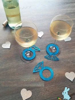 glitter mavi Şarap Takılar Şarap Etiketleri Adı Etiketleri Elmas Yüzük Cam İşaretleyiciler Düğün Gelin Nişan Duş Bekarlığa Veda Partisi