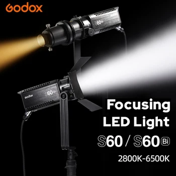 Godox S60 60W Odaklama LED fotoğraf Sürekli ayarlanabilir ışık Spot Ahır kapısı İle Fotoğraf Stüdyosu için Canlı Fotoğraf