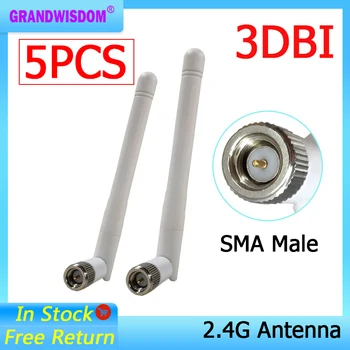Grandwisdom 5 adet 2.4 G anten 3dbi sma erkek wlan wıfı 2.4 ghz anten pbx ıot modülü yönlendirici sinyal alıcısı anten yüksek kazanç