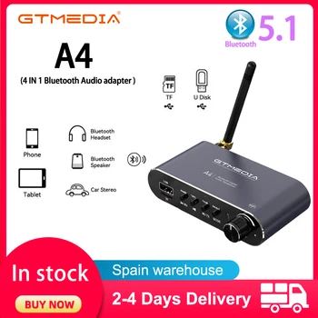 GTMEDIA A4 Bluetooth 5.1 Verici Alıcı AUX 3.5 mm RCA R/L Optik Kablosuz Müzik Ses Adaptörü Uzaktan Kumanda Araç Kiti İçin