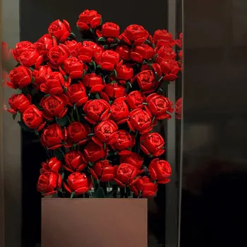 Gül buket çiçekler Yapı Taşı 3D Model Oyuncak Sevgililer Günü Gül Çiçek Romantik Kiti Montaj Yapı Oyuncaklar Kız Hediyeler