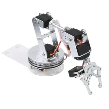 Gümüş 6 SERBESTLIK DERECELI Robotik Kol ile 180/360 Derece Dönen Taban Arduino Robotik için Buhar Eğitim DIY Kitleri Programlanabilir Robot