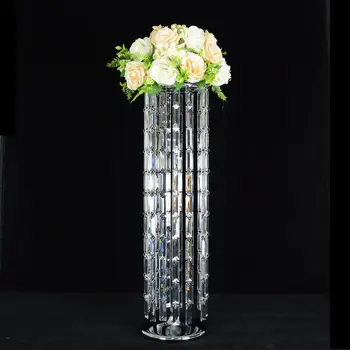 Gümüş Vazolar Metal Çiçekler Raf Kristal Düğün Centerpieces Olay Çiçek Yol Kurşun Ev Dekorasyon 10 ADET / Lo