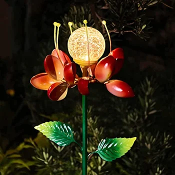 Güneş bahçe ışıkları Metal çiçek dekoratif Spinner Stakes su geçirmez Patio Yard çim lamparas solares dış potentes sanat