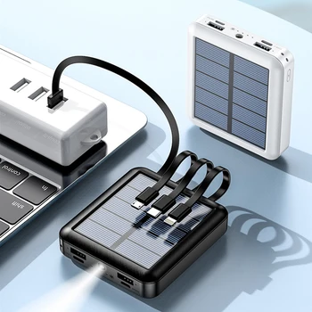 Güneş Enerjisi Bankası 20000mAh Taşınabilir Şarj powerbank Kablosu mi ni PoverBank harici pil Şarj cihazı Xiao mi mi 9 iPhone