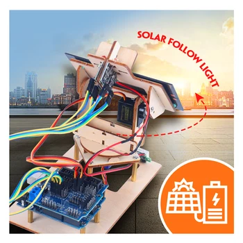Güneş Takip Ahşap DIY Elektronik Kitleri 328 IDE Programı Açık Kaynak C / C + + Geliştirme Panoları Ve Kitleri Başlangıç Kiti