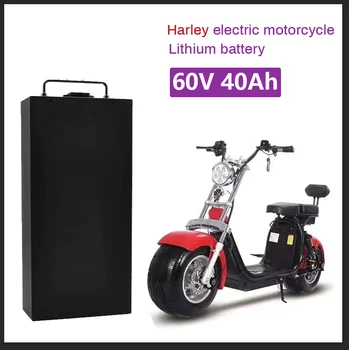 Harley Elektrikli Araba Lityum Pil Su Geçirmez 18650 Pil 60V 40Ah İki Tekerlekli Katlanabilir Citycoco Elektrikli Scooter Bisiklet