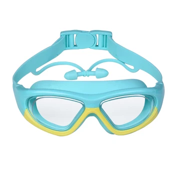Havuz Gözlük Gözlük Çocuklar yüzme gözlükleri Çocuk Anti-Sis Anti-Uv Havuzu Gözlük Kulak Tıkacı ile Açık Spor Dalış Gözlük
