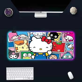 Hellokitty ve Arkadaşlar RGB Pc Gamer Klavye Mouse Pad Mousepad LED Parlayan fare altlığı Kauçuk oyun bilgisayarı Mausepad