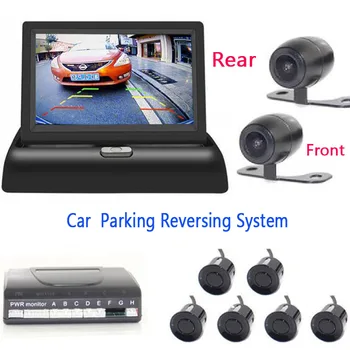 Hepsi bir Araba park Sensörü Video Ters Radarlar ile araba dikiz Parktronik kamera araba ön kamera 4.3 inç Ayna monitör