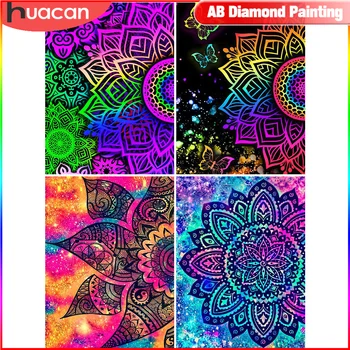 HUACAN AB Elmas Boyama Çiçek 5D DIY Mozaik Renkli Mandala Nakış Kiti Yaratıcı Hobiler Ev Dekor Hediye