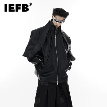 IEFB Sonbahar kışlık ceketler erkek Çift Katmanlı Niş Tasarım PU Deri Trendi Erkek Ceket Streetwear Kişilik Giyim 9C1710