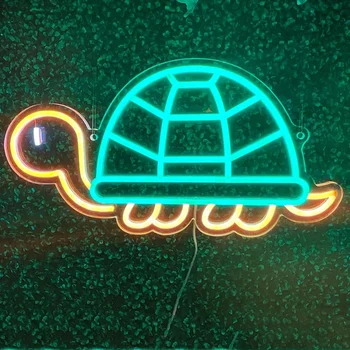 Ineonlife akvaryum Neon burcu Led akrilik kaplumbağa Neon burcu dekor hayvan ışık deniz hayvan kaplumbağa oyun odası çocuk oda duvar dekorasyonu
