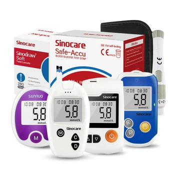 Ingilizce Kılavuzu Sinocare GA - 3 kan şekeri ölçücü 50 Test Şeritleri Neşterler Glm Tıbbi Kan Şekeri ölçücü Glükometre Diyabet Test Cihazı