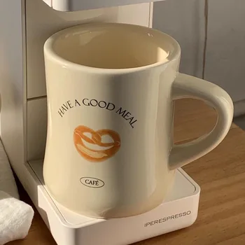 Ins Kruvasan Ayı Baskılı Kupa 350ml Seramik Kahve latte fincanı Kahvaltı süt kupası Yüksek Sıcaklık Seramik Su Bardağı