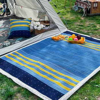 Ins Pamuk Keten Dantel Trim Açık Kamp piknik battaniyesi Çadır Kalınlaşmış Nem geçirmez Zemin Mat kanepe yastığı Kapak Battaniye