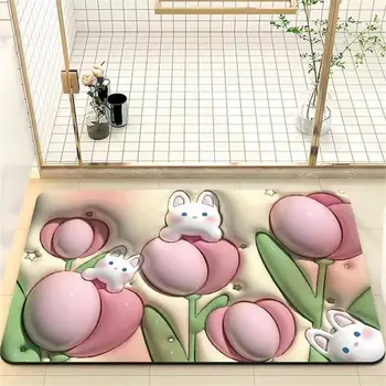 Ins Tarzı Sevimli Kat Mat Tuvalet paspas Peluş Yumuşak Mat Ev Banyo Su Emici şişme zemin matı Küçük Çiçek