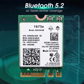 Intel 1675X WiFi Kartı + 8DB Anten Kiti AX210NGW AX1675X Wi-Fi 6E 2.4 G 5G 6G 5374Mbps BT 5.2 M. 2 NGFF WiFi adaptörü